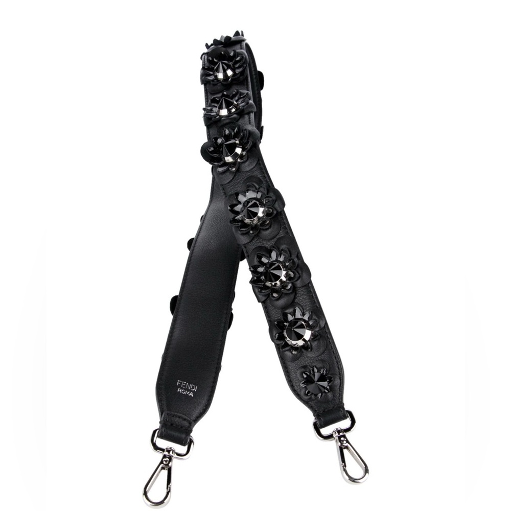 Auth Fendi Flowerland Black/Silver Bag Strap